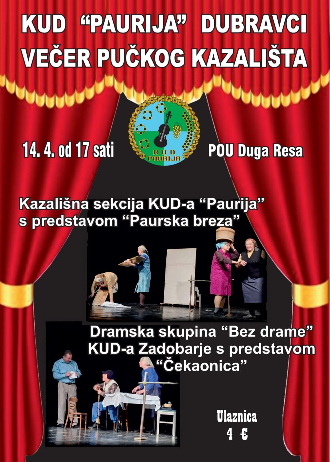 VEČER PUČKOG KAZALIŠTA - KUD "Paurija" Dubravci
