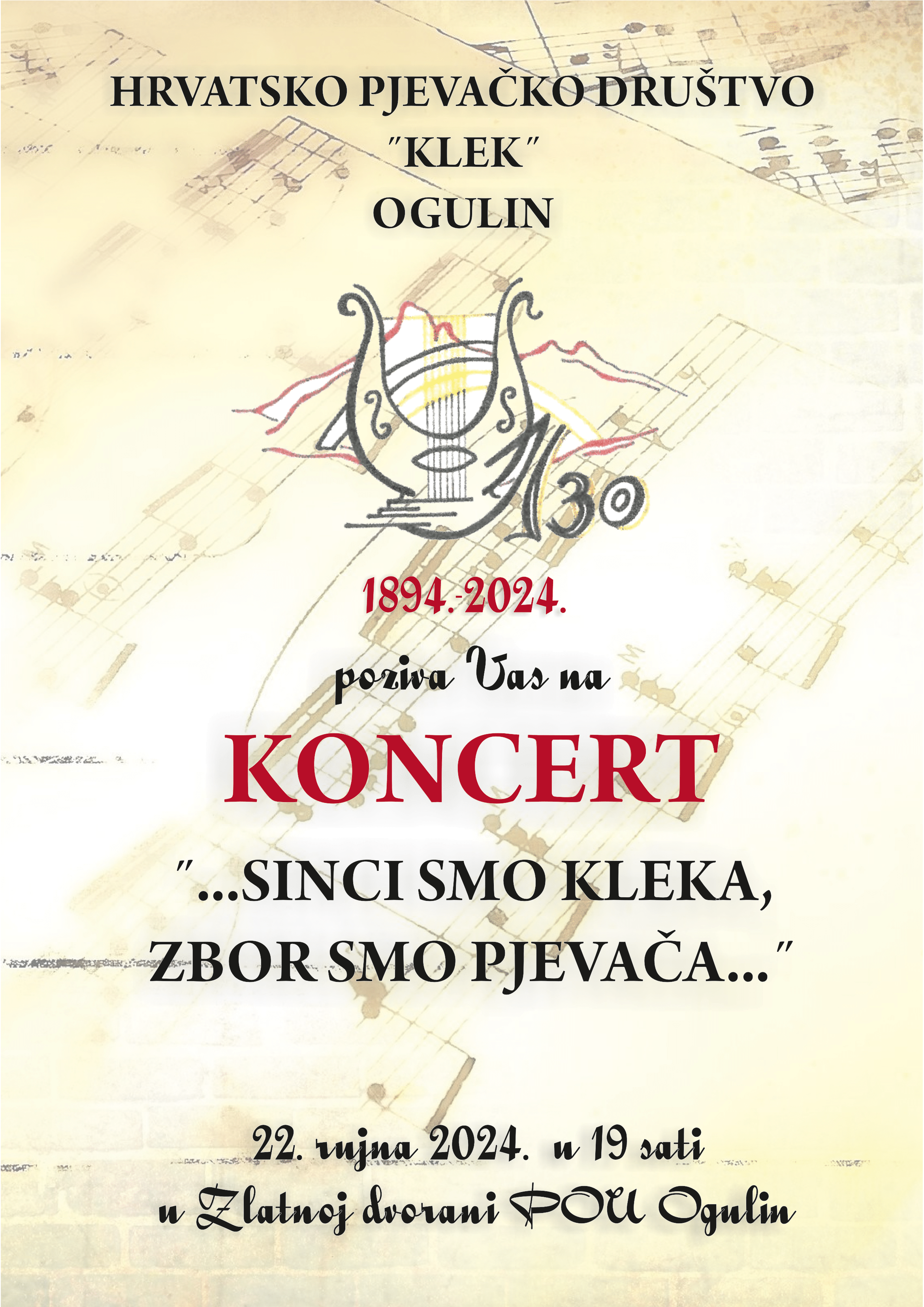 KONCERT - Hrvatsko pjevačko društvo "Klek" Ogulin