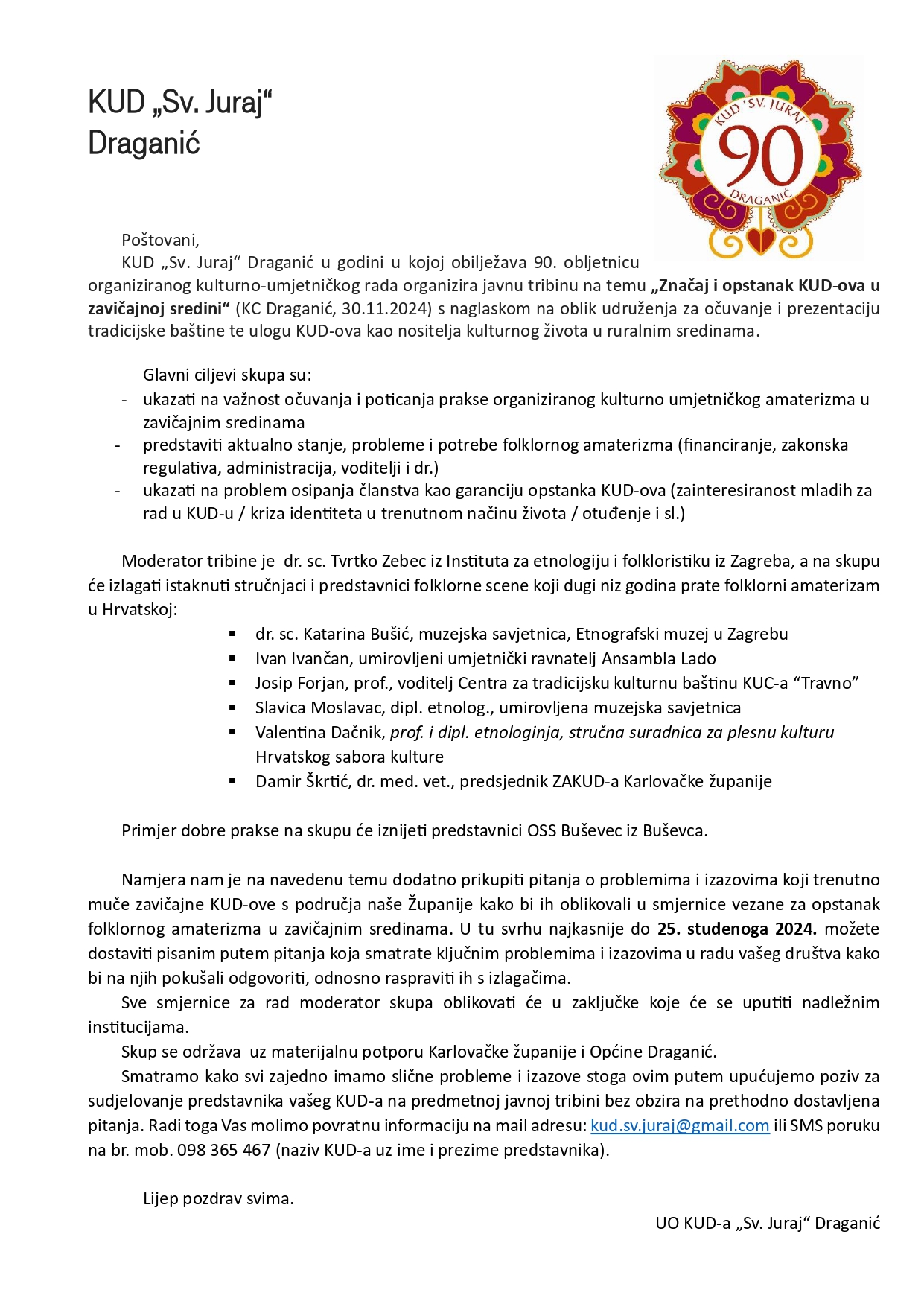 "ZNAČAJ I OPSTANAK KUD-ova U ZAVIČAJNOJ SREDINI" - KUD "Sv. Juraj" Draganić
