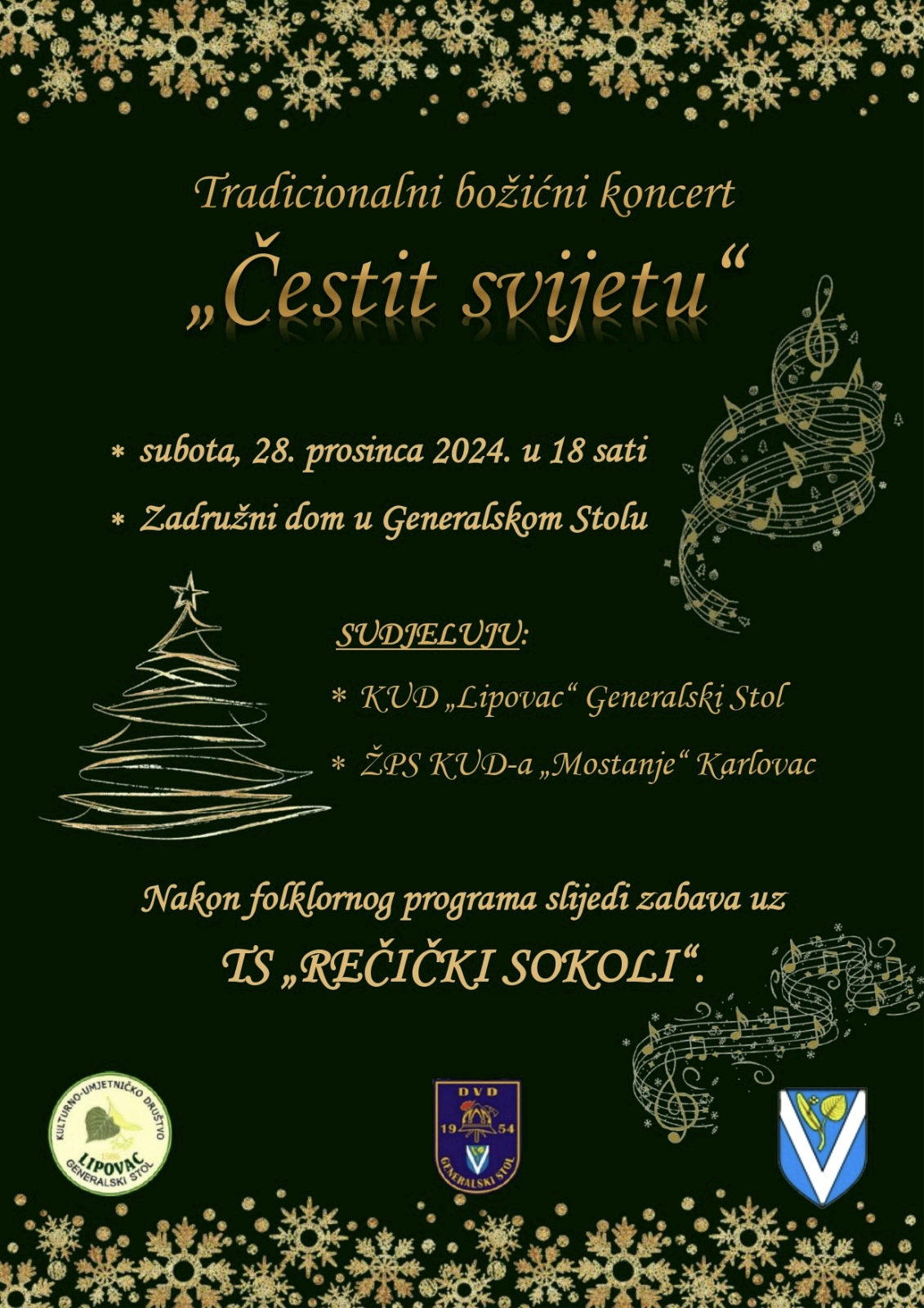 BOŽIĆNI KONCERT "ČESTIT SVIJETU" - KUD "Lipovac" Generalski Stol